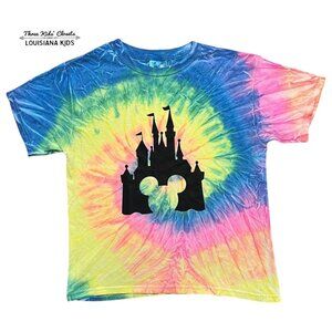 Small Shop Youth M Disney Mickey Mouse Castle Tie Dye Shirt